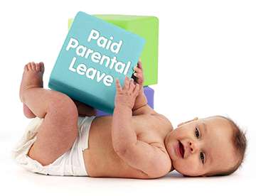 Baby holding parental leave block